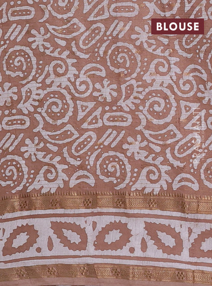 Beige Semi Chanderi Saree - Batik Prints