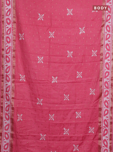 Pink Semi Chanderi Saree - Batik Prints