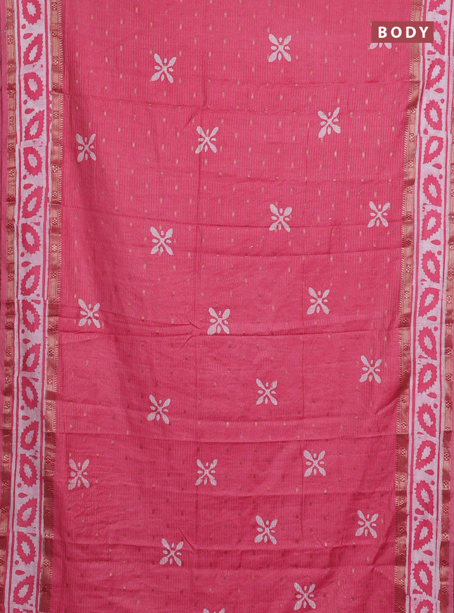 Pink Semi Chanderi Saree - Batik Prints