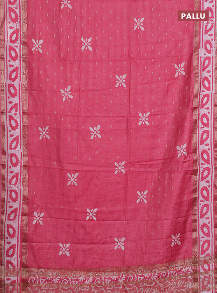 Pink Semi Chanderi Saree - Batik Prints
