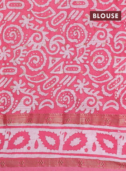 Pink Semi Chanderi Saree - Batik Prints