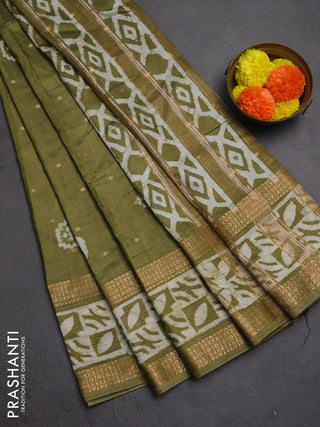 Mehendi Green Semi Chanderi Saree - Batik Prints