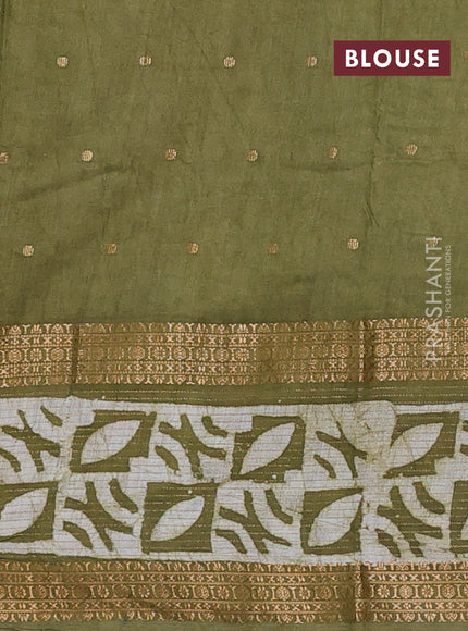 Mehendi Green Semi Chanderi Saree - Batik Prints