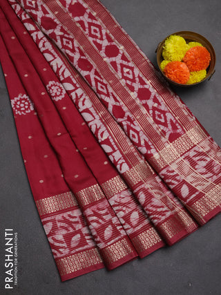 Maroon Semi Chanderi Saree - Batik Prints