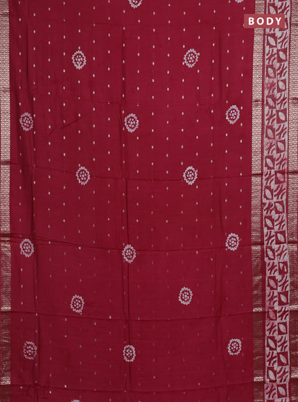 Maroon Semi Chanderi Saree - Batik Prints