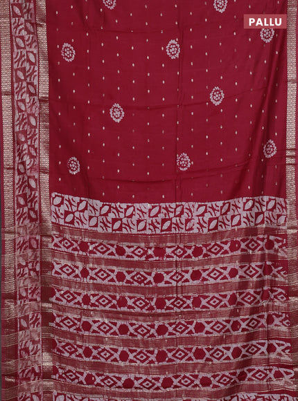 Maroon Semi Chanderi Saree - Batik Prints