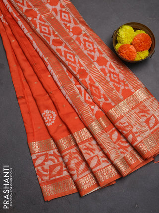 Orange Semi Chanderi Saree - Batik Prints