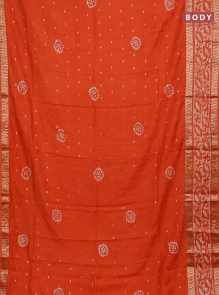 Orange Semi Chanderi Saree - Batik Prints
