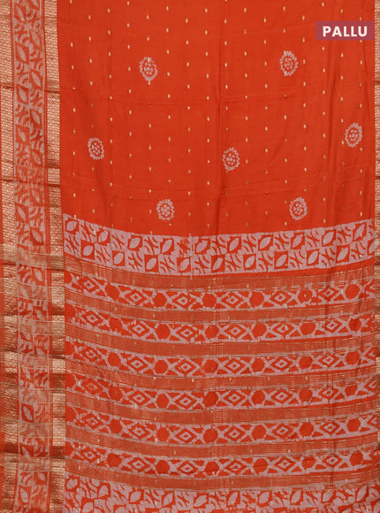 Orange Semi Chanderi Saree - Batik Prints