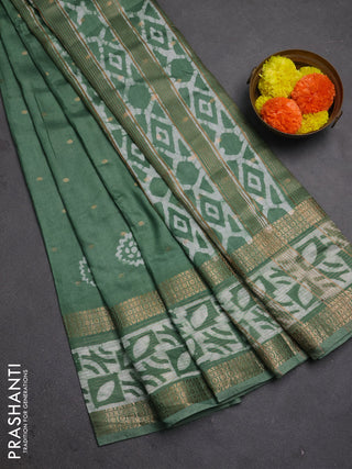 Green Semi Chanderi Saree - Batik Prints