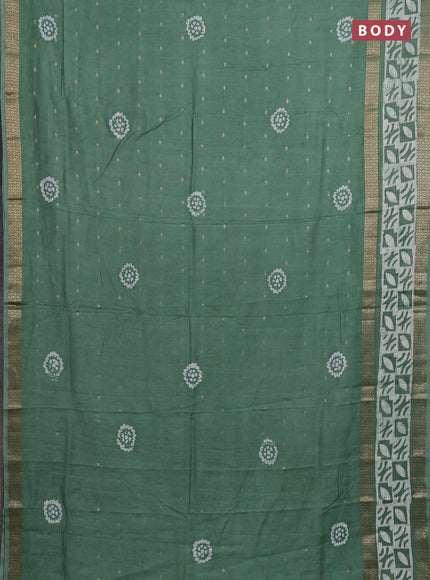 Green Semi Chanderi Saree - Batik Prints