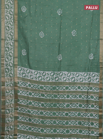 Green Semi Chanderi Saree - Batik Prints