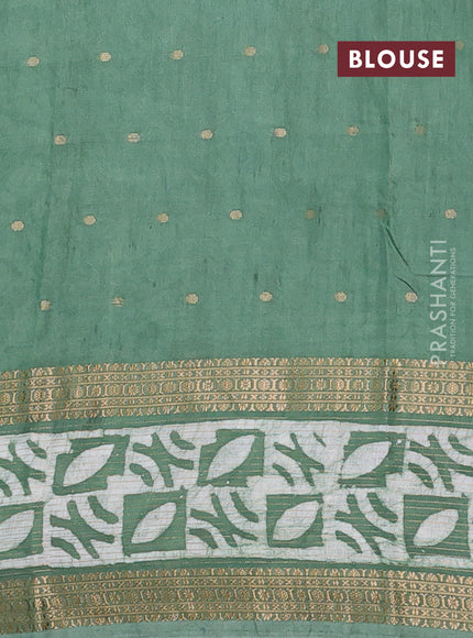 Green Semi Chanderi Saree - Batik Prints