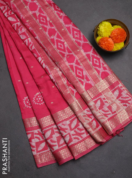 Pink Semi Chanderi Saree - Batik Prints