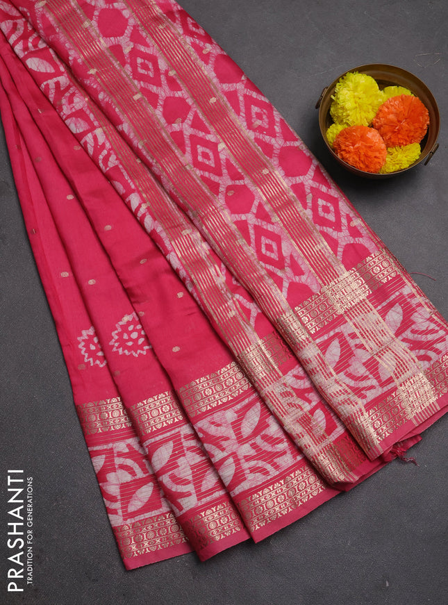 Pink Semi Chanderi Saree - Batik Prints