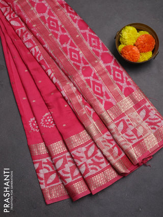 Pink Semi Chanderi Saree - Batik Prints
