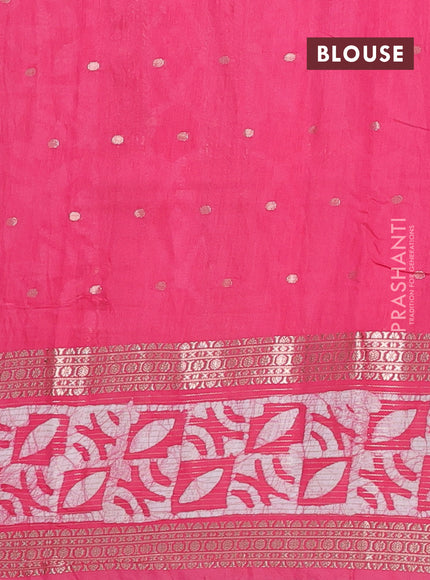 Pink Semi Chanderi Saree - Batik Prints