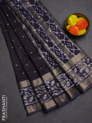 Navy Blue Semi Chanderi Saree - Batik Prints