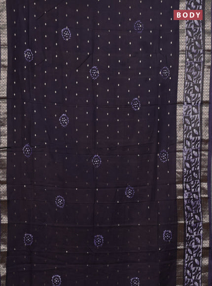 Navy Blue Semi Chanderi Saree - Batik Prints