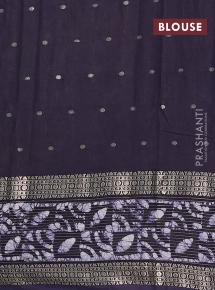 Navy Blue Semi Chanderi Saree - Batik Prints