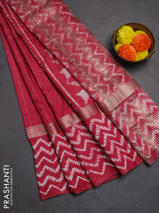 Maroon Semi Chanderi Saree - Batik Prints