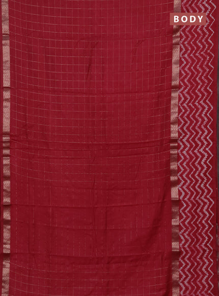 Maroon Semi Chanderi Saree - Batik Prints