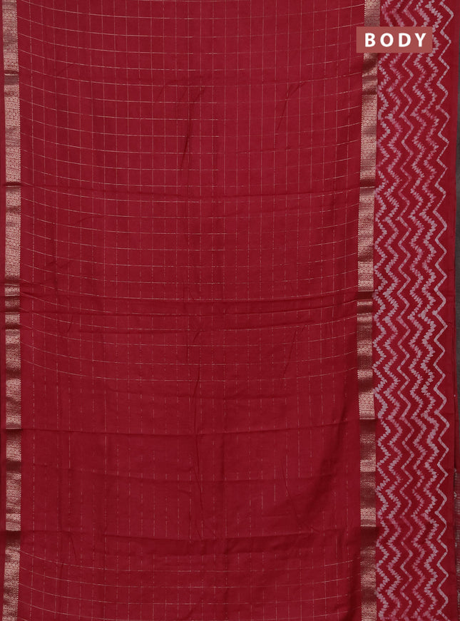 Maroon Semi Chanderi Saree - Batik Prints