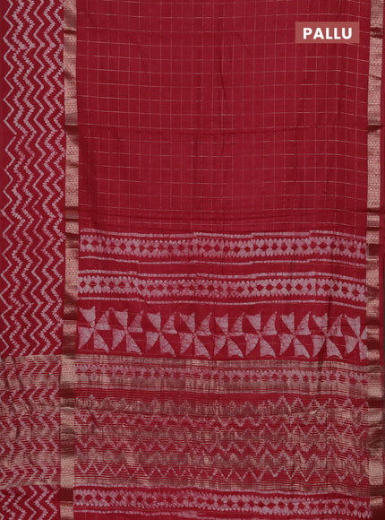 Maroon Semi Chanderi Saree - Batik Prints