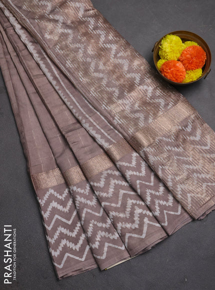 Grey Semi Chanderi Saree - Batik Prints