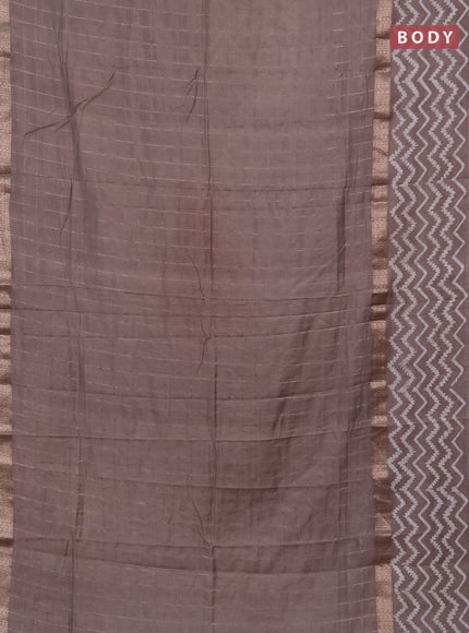 Grey Semi Chanderi Saree - Batik Prints