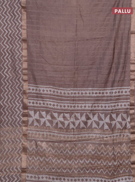 Grey Semi Chanderi Saree - Batik Prints