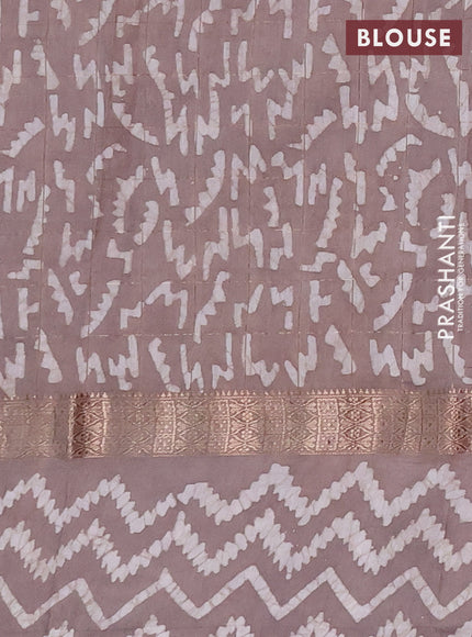 Grey Semi Chanderi Saree - Batik Prints