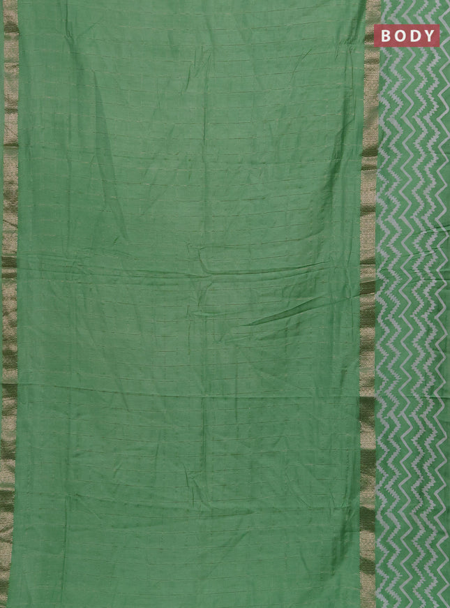 Green Semi Chanderi Saree - Batik Prints