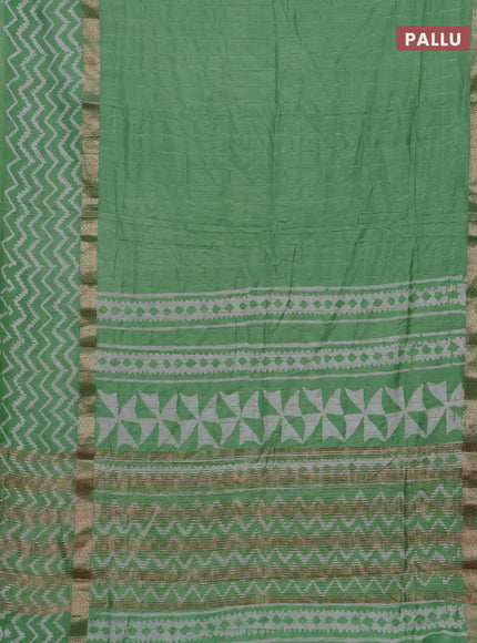 Green Semi Chanderi Saree - Batik Prints