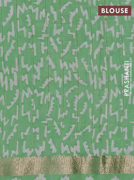 Green Semi Chanderi Saree - Batik Prints