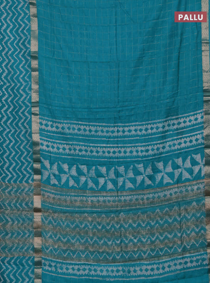 Blue Semi Chanderi Saree - Batik Prints