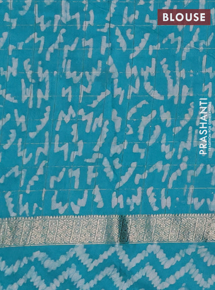 Blue Semi Chanderi Saree - Batik Prints