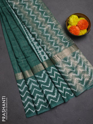 Green Semi Chanderi Saree - Batik Prints