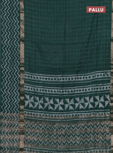 Green Semi Chanderi Saree - Batik Prints