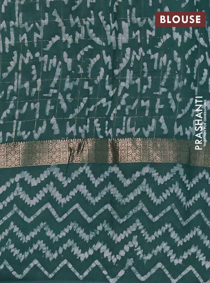 Green Semi Chanderi Saree - Batik Prints