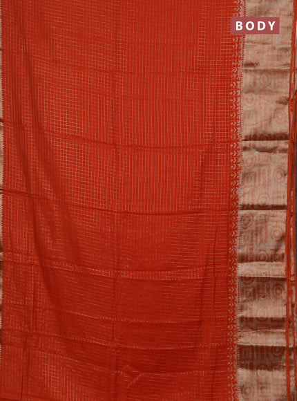 Orange Semi Chanderi Saree - Batik Prints