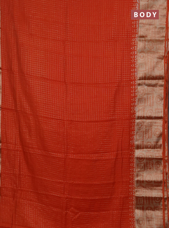 Orange Semi Chanderi Saree - Batik Prints