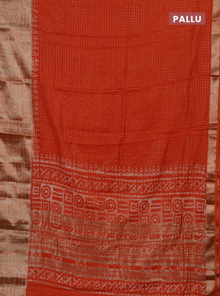 Orange Semi Chanderi Saree - Batik Prints