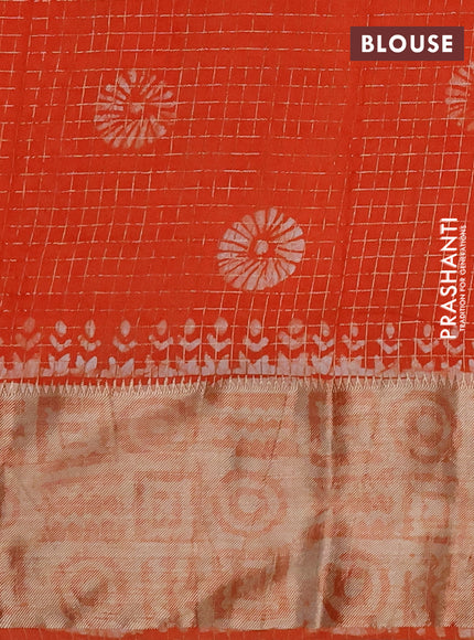 Orange Semi Chanderi Saree - Batik Prints