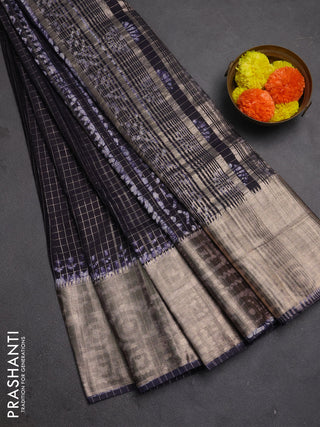 Black Semi Chanderi Saree - Batik Prints