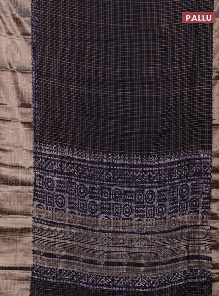 Black Semi Chanderi Saree - Batik Prints