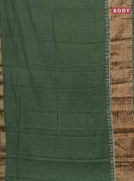 Green Semi Chanderi Saree - Batik Prints
