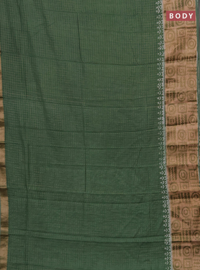 Green Semi Chanderi Saree - Batik Prints