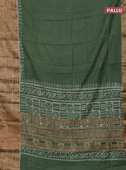 Green Semi Chanderi Saree - Batik Prints