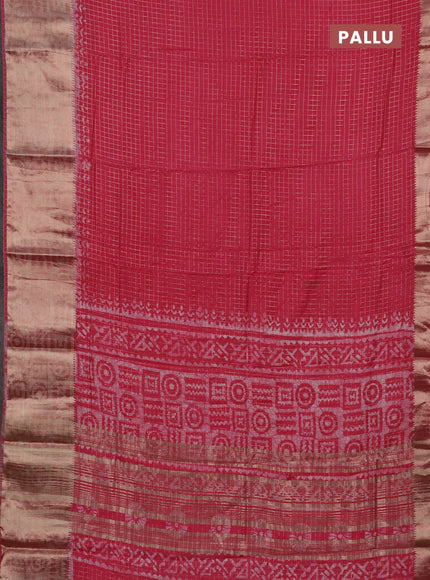 Pink Semi Chanderi Saree - Batik Prints